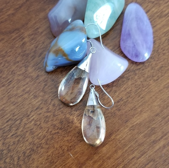 Last 1! Sterling silver lemon drop quartz earrings - Picture 2 of 8